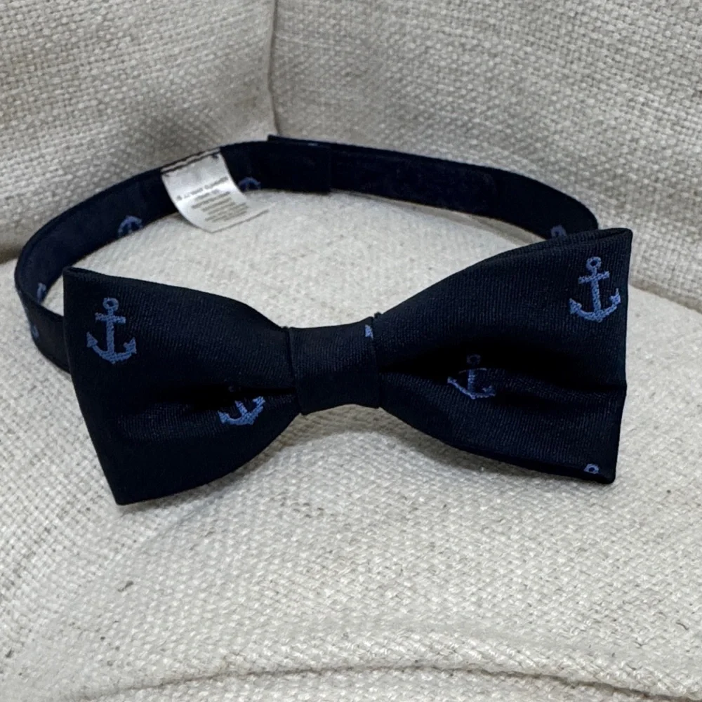Janie and Jack Navy Blue Anchor Bow Tie